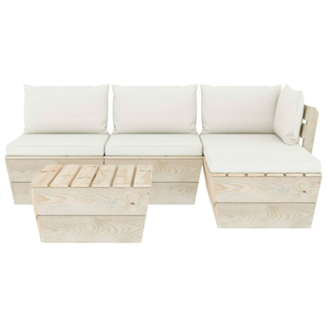 vidaXL 5-delige Loungeset met kussens pallet vurenhout afbeelding3 - 1