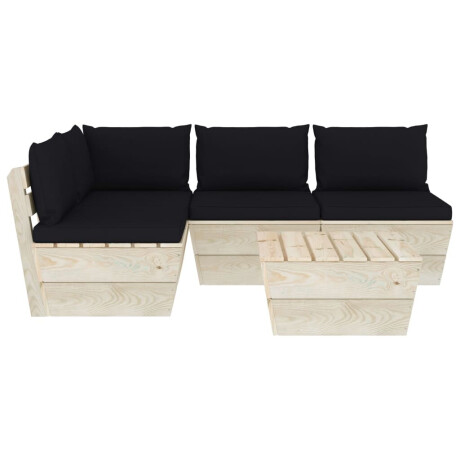 vidaXL 5-delige Loungeset met kussens pallet vurenhout afbeelding3 - 1