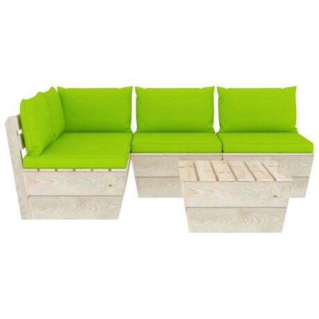 vidaXL 5-delige Loungeset met kussens pallet vurenhout afbeelding3 - 1