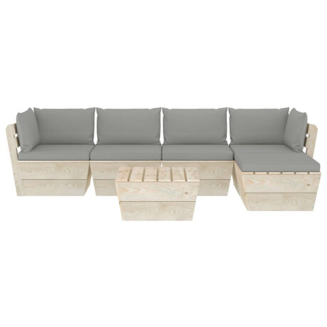 vidaXL 6-delige Loungeset met kussens pallet vurenhout afbeelding3 - 1