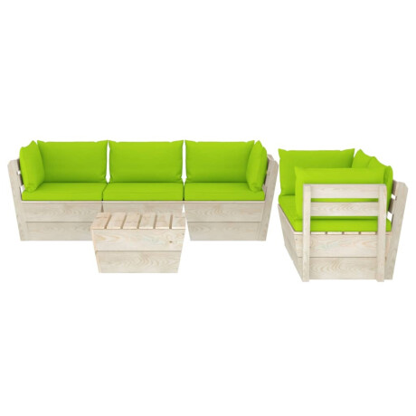 vidaXL 6-delige Loungeset met kussens pallet vurenhout afbeelding3 - 1