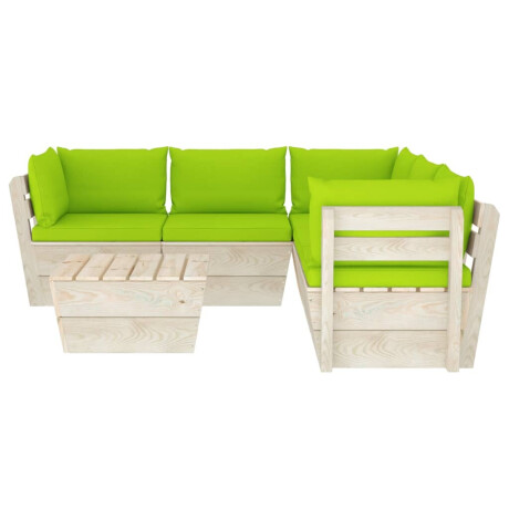 vidaXL 6-delige Loungeset met kussens pallet vurenhout afbeelding3 - 1