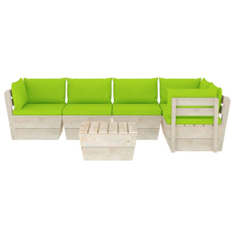 vidaXL 6-delige Loungeset met kussens pallet vurenhout afbeelding3 - 1