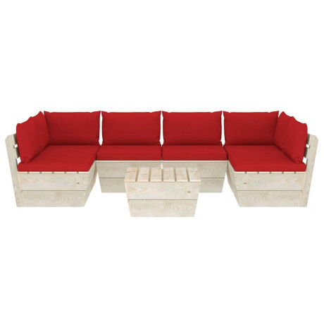 vidaXL 7-delige Loungeset met kussens pallet vurenhout afbeelding3 - 1