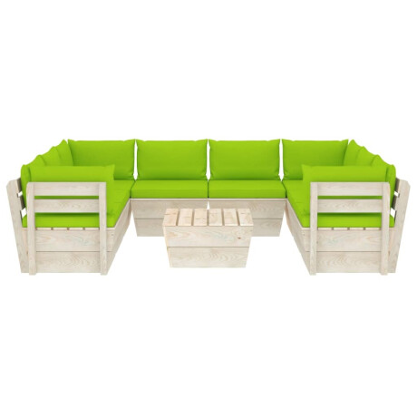 vidaXL 9-delige Loungeset met kussens pallet vurenhout afbeelding3 - 1