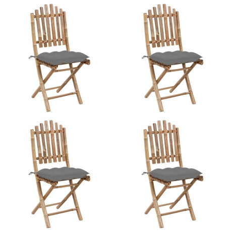 vidaXL 5-delige Tuinset inklapbaar met kussens bamboe afbeelding3 - 1