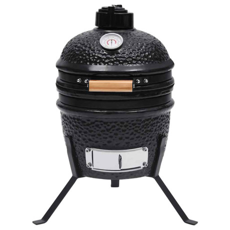 vidaXL Kamado barbecue 2-in-1 56 cm keramiek zwart afbeelding3 - 1