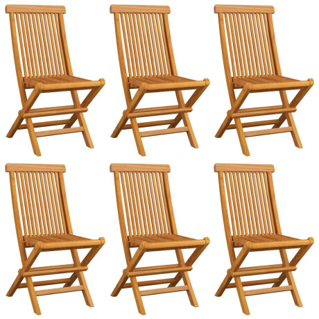 vidaXL Tuinstoelen 6 st met lichtblauwe kussens massief teakhout afbeelding3 - 1
