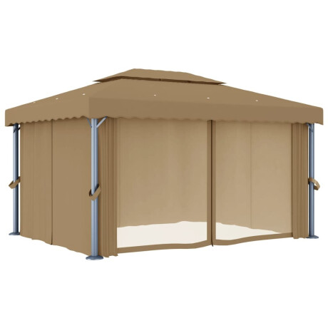 vidaXL Prieel met gordijn 4x3 m aluminium taupe afbeelding3 - 1