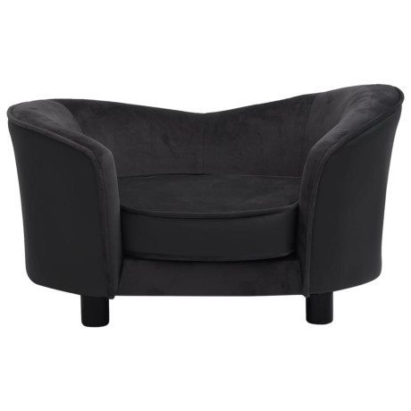 vidaXL Hondenbank 69x49x40 cm pluche en kunstleer zwart afbeelding3 - 1