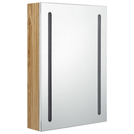 vidaXL Badkamerkast met spiegel en LED 50x13x70 cm wit en eikenkleurig afbeelding3 - 1