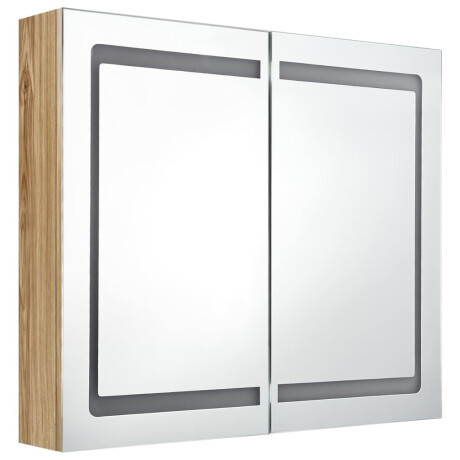 vidaXL Badkamerkast met spiegel en LED 80x12x68 cm eikenkleurig afbeelding3 - 1
