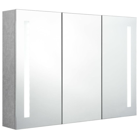 vidaXL Badkamerkast met spiegel en LED 89x14x62 cm betongrijs afbeelding3 - 1