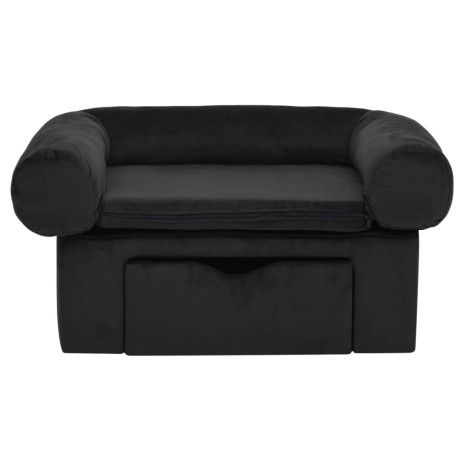 vidaXL Hondenbank met lade 75x50x38 cm pluche zwart afbeelding3 - 1