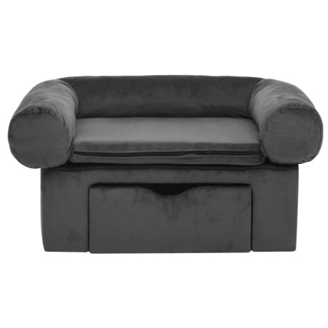 vidaXL Hondenbank met lade 75x50x38 cm pluche donkergrijs afbeelding3 - 1