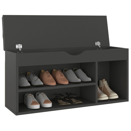 vidaXL Schoenenbank met kussen 104x30x49 cm bewerkt hout grijs afbeelding3 - 1