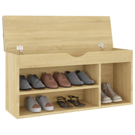 vidaXL Schoenenbank met kussen 104x30x49 cm bewerkt hout sonoma eiken afbeelding3 - 1