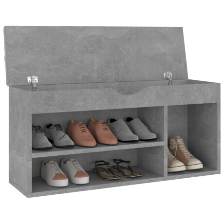 vidaXL Schoenenbank met kussen 104x30x49 cm bewerkt hout betongrijs afbeelding3 - 1
