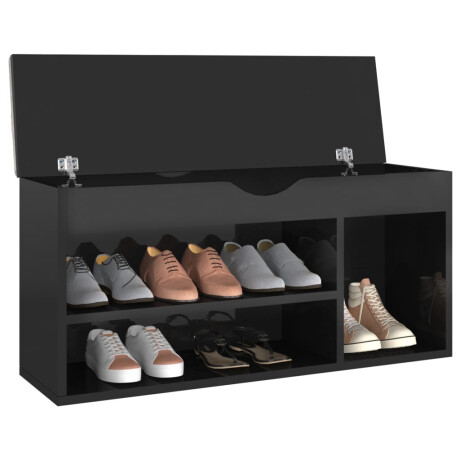 vidaXL Schoenenbank met kussen 104x30x49 cm hout hoogglans zwart afbeelding3 - 1