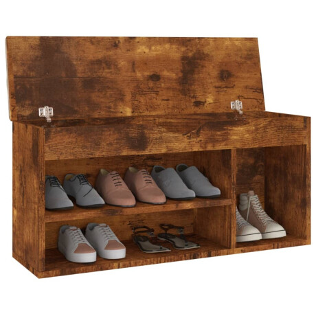 vidaXL Schoenenbank met kussen 104x30x49 cm bewerkt hout gerookt eiken afbeelding3 - 1