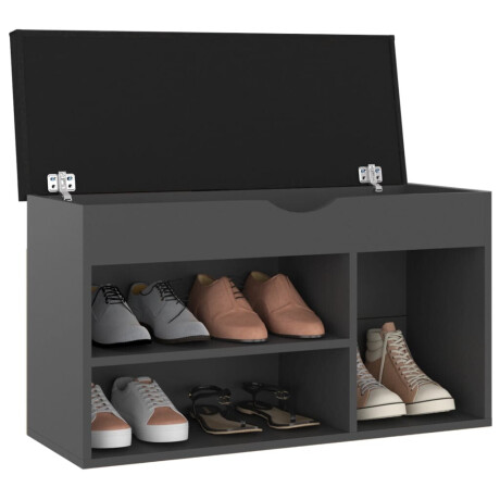 vidaXL Schoenenbank met kussen 80x30x47 cm bewerkt hout grijs afbeelding3 - 1