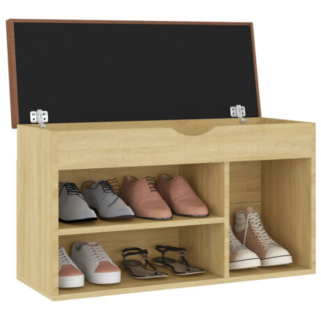 vidaXL Schoenenbank met kussen 80x30x47 cm bewerkt hout sonoma eiken afbeelding3 - 1