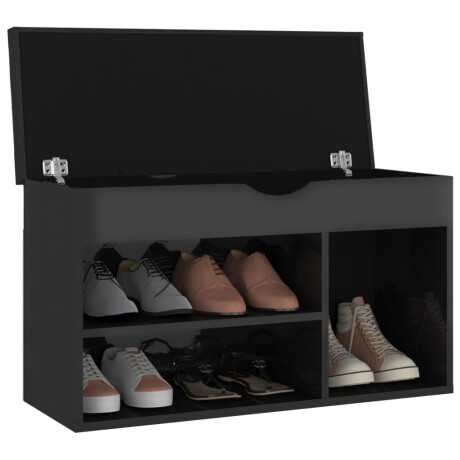 vidaXL Schoenenbank met kussen 80x30x47 cm hout hoogglans zwart afbeelding3 - 1