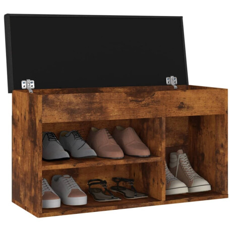 vidaXL Schoenenbank met kussen 80x30x47 cm bewerkt hout gerookt eiken afbeelding3 - 1