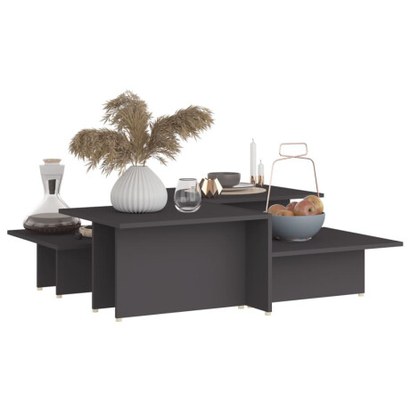 vidaXL Salontafels 2 st 111,5x50x33 cm bewerkt hout grijs afbeelding3 - 1