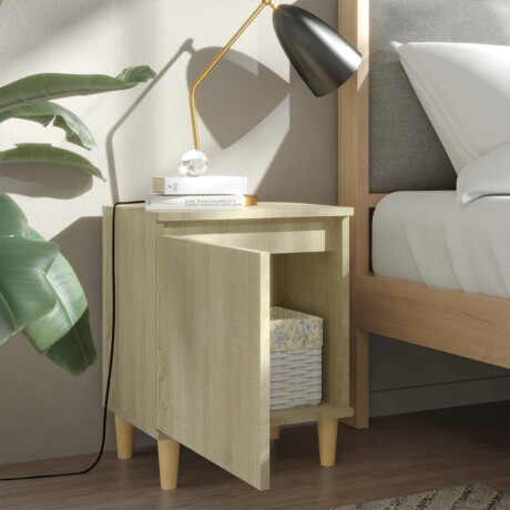 vidaXL Nachtkastjes 2 st met houten poten 40x30x50 cm sonoma eiken afbeelding3 - 1