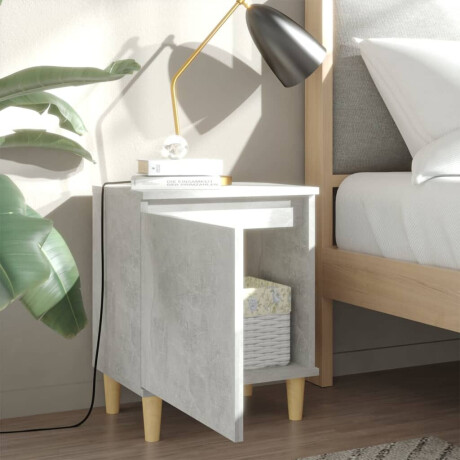 vidaXL Nachtkastjes 2 st met houten poten 40x30x50 cm betongrijs afbeelding3 - 1
