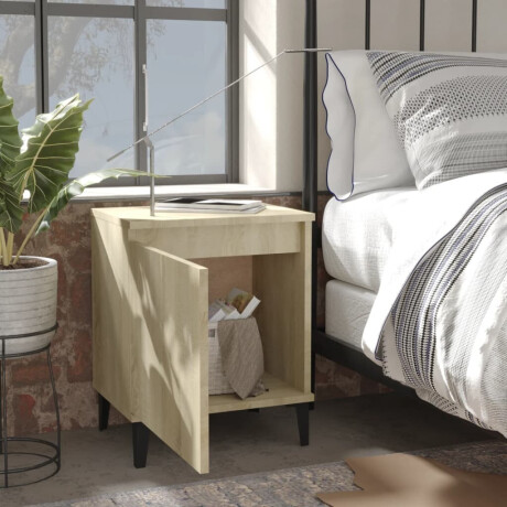 vidaXL Nachtkastjes met metalen poten 40x30x50 cm sonoma eikenkleurig afbeelding3 - 1