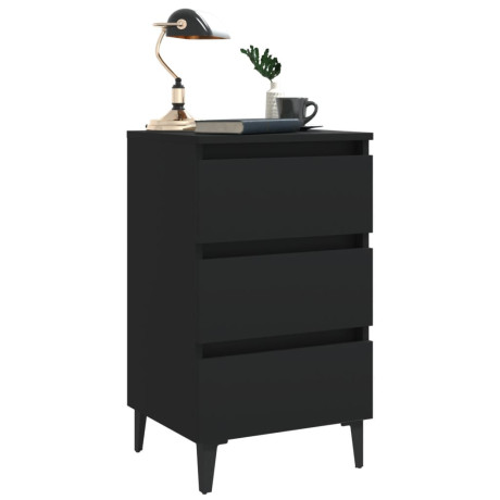 vidaXL Nachtkastjes 2 st met metalen poten 40x35x69 cm zwart afbeelding3 - 1
