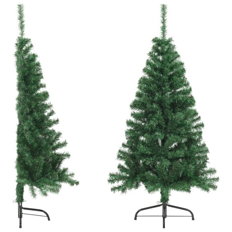 vidaXL Kunstkerstboom met standaard half 120 cm PVC groen afbeelding3 - 1
