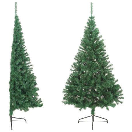 vidaXL Kunstkerstboom met standaard half 240 cm PVC groen afbeelding3 - 1