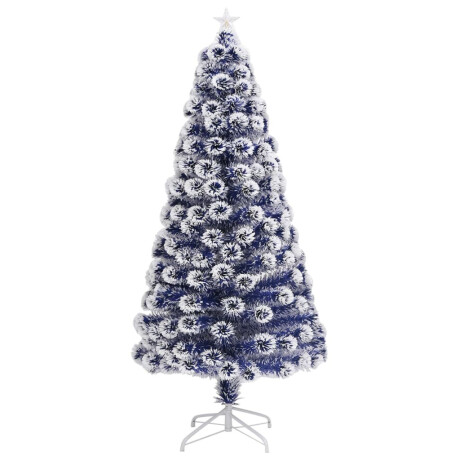 vidaXL Kunstkerstboom met verlichting 120 cm glasvezel wit en blauw afbeelding3 - 1