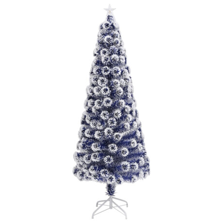 vidaXL Kunstkerstboom met verlichting 210 cm glasvezel wit en blauw afbeelding3 - 1