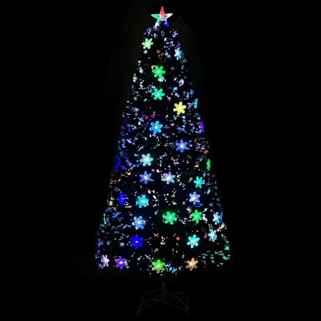 vidaXL Kerstboom met LED-sneeuwvlokken 150 cm glasvezel zwart afbeelding3 - 1