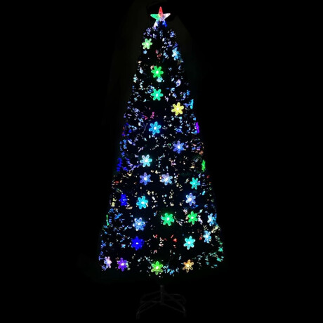 vidaXL Kerstboom met LED-sneeuwvlokken 210 cm glasvezel zwart afbeelding3 - 1