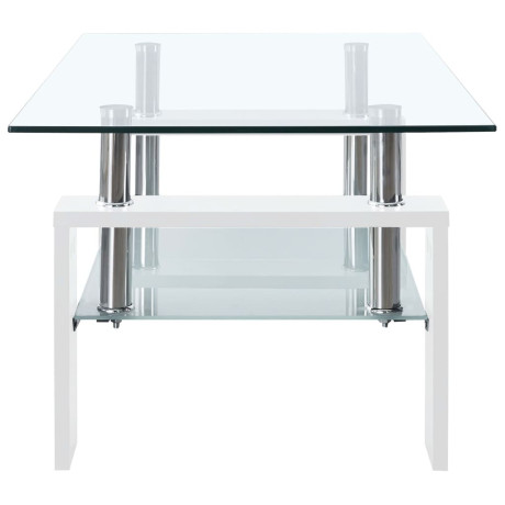 vidaXL Salontafel 95x55x40 cm gehard glas transparant en wit afbeelding3 - 1