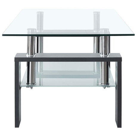 vidaXL Salontafel 95x55x40 cm gehard glas transparant en grijs afbeelding3 - 1