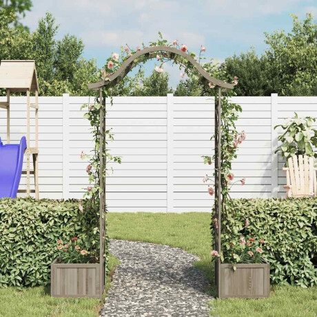vidaXL Pergola met plantenbak massief vurenhout grijs afbeelding3 - 1