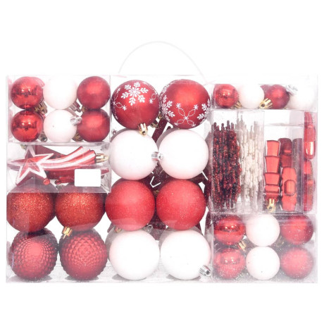 vidaXL 108-delige Kerstballenset rood en wit afbeelding3 - 1