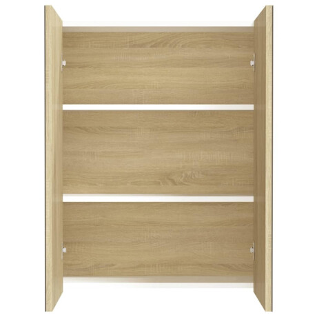 vidaXL Badkamerkast met spiegel 60x15x75 cm MDF wit en eikenkleurig afbeelding3 - 1