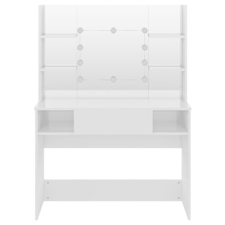 vidaXL Kaptafel met LED-verlichting 100x40x135 cm MDF glanzend wit afbeelding3 - 1