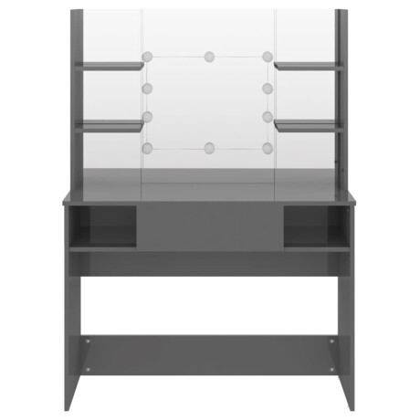 vidaXL Kaptafel met LED-verlichting 100x40x135 cm MDF glanzend grijs afbeelding3 - 1