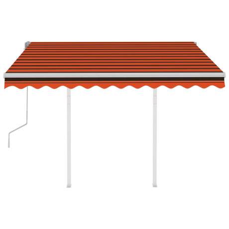 vidaXL Luifel handmatig uittrekbaar met palen 3x2,5 m oranje en bruin afbeelding3 - 1