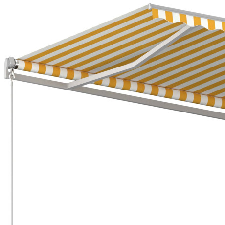 vidaXL Luifel automatisch uittrekbaar met palen 3x2,5 m geel en wit afbeelding3 - 1