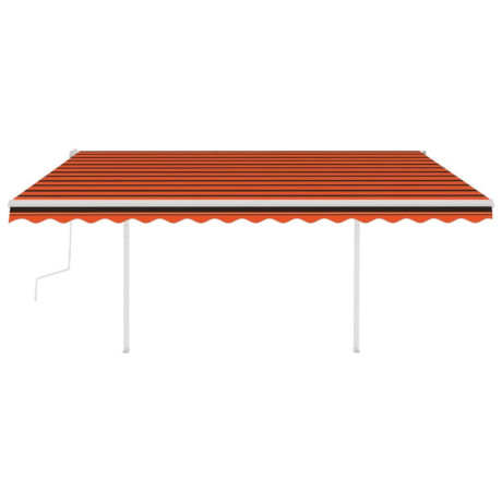 vidaXL Luifel handmatig uittrekbaar met palen 4,5x3 m oranje en bruin afbeelding3 - 1