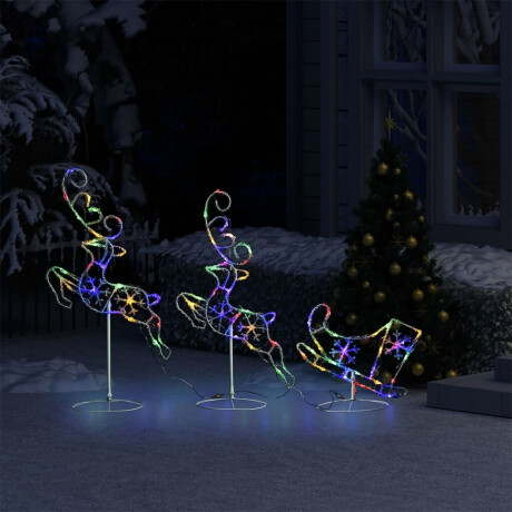 vidaXL Kerstdecoratie rendieren en slee 260x21x87 cm acryl meerkleurig afbeelding3 - 1